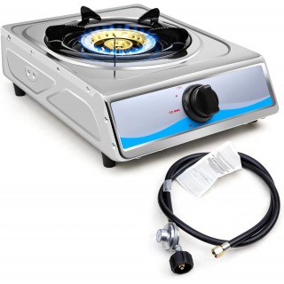 Propane Gas Cooktop，Single Burner Gas Stove Stainless Steel Portable Gas Stove，Auto Ignition Camping Single Burner LPGfor RV, Apartments, Outdoor