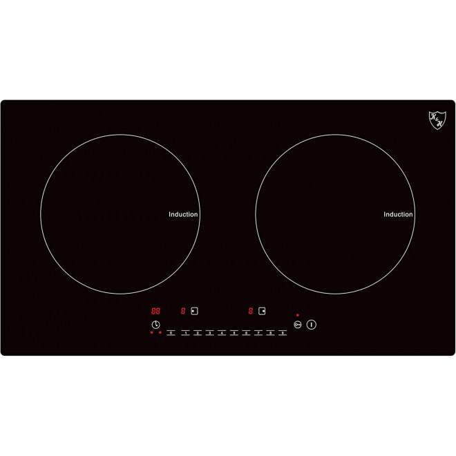 K&H 2 Burner Dual Double 24 Inch Built-in Induction Electric Stove Top Ceramic Cooktop 120V 1800W INDH-1802-120Hx