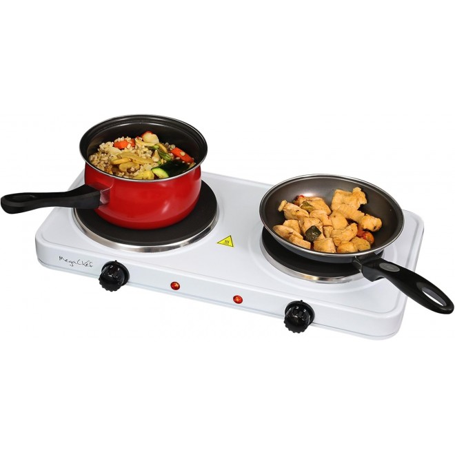 MegaChef Portable Easy Clean Dual Electric Cooktop Countertop Burner Stove