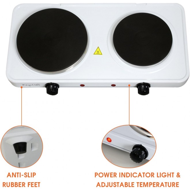 MegaChef Portable Easy Clean Dual Electric Cooktop Countertop Burner Stove