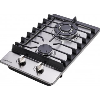 Gas Cooktop 12 Inch, Built-in 2 Burners Stainless Steel Gas Stovetop Propane/Natural Gas Convertible Gas Hob