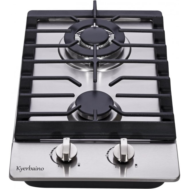 Gas Cooktop 12 Inch, Built-in 2 Burners Stainless Steel Gas Stovetop Propane/Natural Gas Convertible Gas Hob