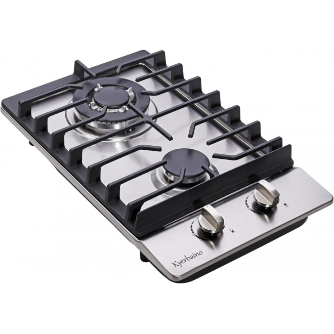 Gas Cooktop 12 Inch, Built-in 2 Burners Stainless Steel Gas Stovetop Propane/Natural Gas Convertible Gas Hob