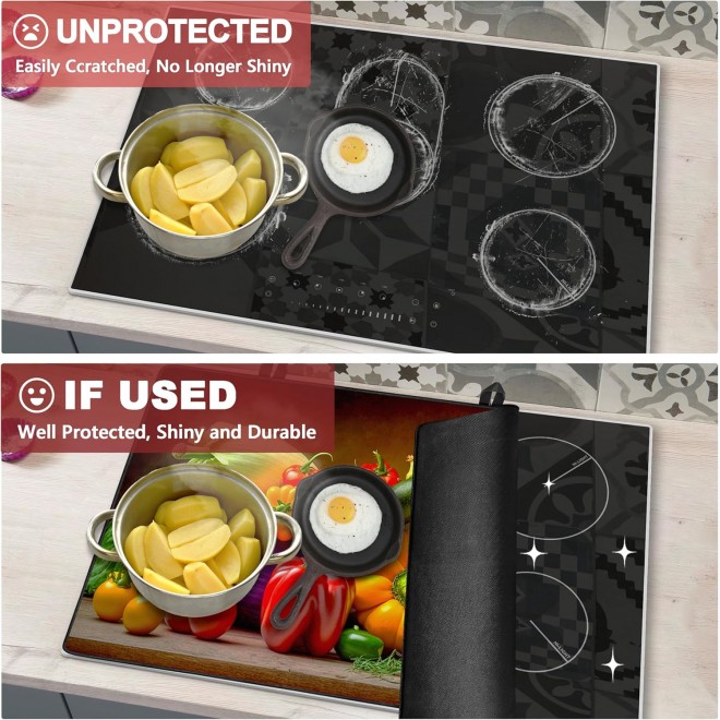 Glass Top Stove Cover Protector, Ceramic Cooktop Mat Protector,Heat Resistant Oven Top Cover for Electric Stovetop, Dishwasher Safe, Nature Rubber