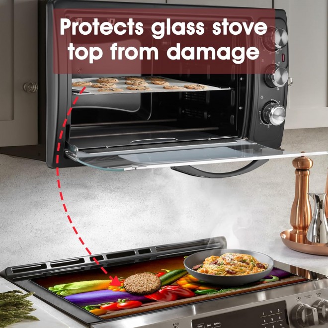 Glass Top Stove Cover Protector, Ceramic Cooktop Mat Protector,Heat Resistant Oven Top Cover for Electric Stovetop, Dishwasher Safe, Nature Rubber