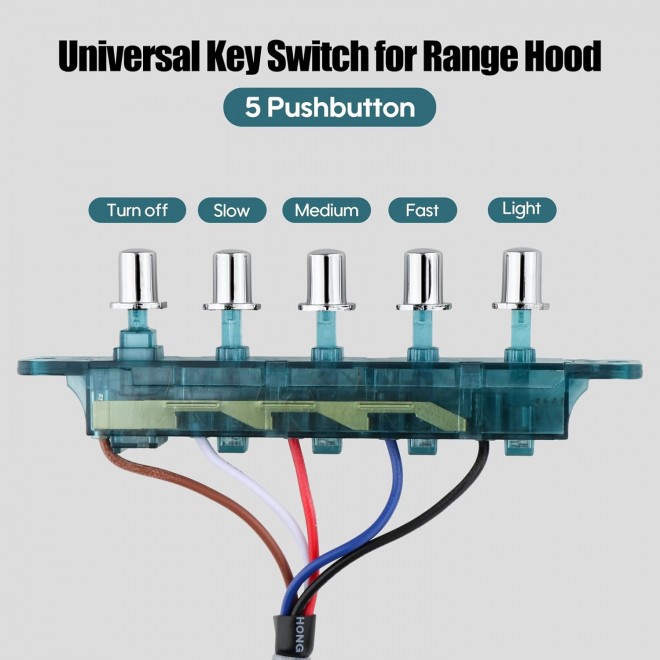 Range Hood Keyboard Switch,5 Button Replacement for Parts,Panel Controller,Range Hood Pushbutton Switch for kitchen