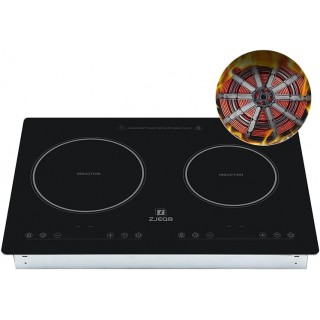 Electric Induction Cooktop 2 Burners110V 12 inch, Bulit-in&Countertop,rv stove, Kids Lock & Timer,1800W LED touch control,Black Ceramic Smooth Surface Glass Portable stove