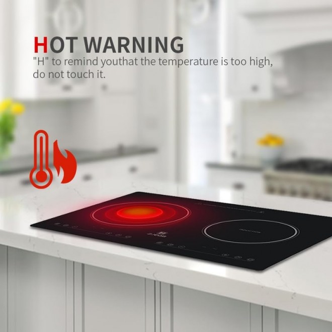 Electric Induction Cooktop 2 Burners110V 12 inch, Bulit-in&Countertop,rv stove, Kids Lock & Timer,1800W LED touch control,Black Ceramic Smooth Surface Glass Portable stove