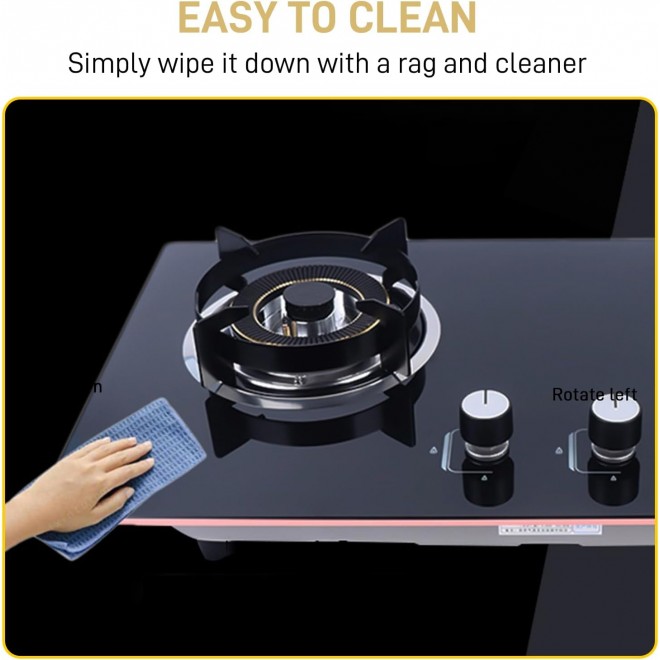 Gas Cooktop Stoves, 2 Burner Built-in Natural Gas Stove, Tempered Glass Cooktop Stove for Kitchen Cooking (Black)