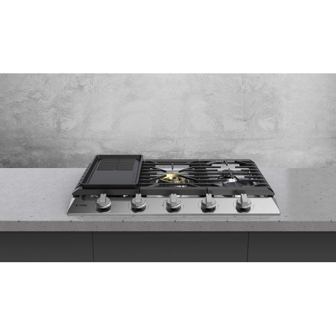 FOTILE GLS30501 30” Stainless Steel 5-Burner Gas Cooktop, Tri-Ring 21,000 BTUs Center Burner with Flame Failure Protection Removable Grates and Installation/LP Kit