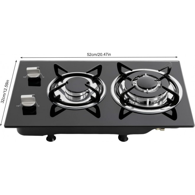 Gas Cooktop,Gas Stove Top with 2 Burner/4 Burner,Gas Stove for Kitchen, Home, Apartments, RVs, Easy To Clean. (2 Burners)