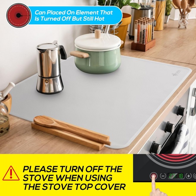 FLASLD Heat Resistant Stove Top Covers for Electric Stove, Fireproof & Waterproof Electric Stove Cover, Glass Stove Top Protector for Prevent Scratches, White-21×29.5 inch