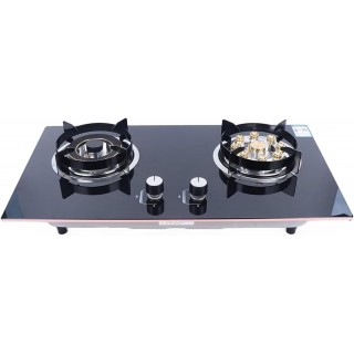 2 Burner Natural Gas Cooktop, Gas Cooktop Stove Top, Tempered Glass Burners Stove, Built-In Gas Stove with Anti-Tempering Protection for Apartment, Indoor (Not Included Gas Pipe)