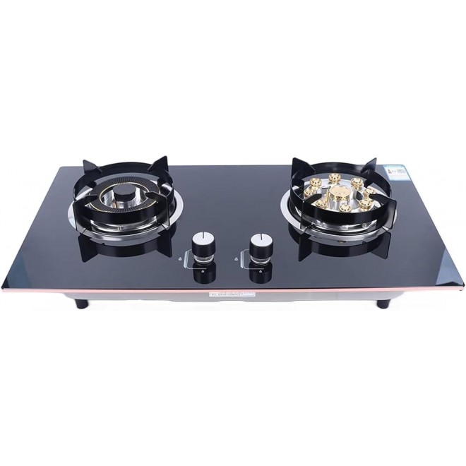 2 Burner Natural Gas Cooktop, Gas Cooktop Stove Top, Tempered Glass Burners Stove, Built-In Gas Stove with Anti-Tempering Protection for Apartment, Indoor (Not Included Gas Pipe)