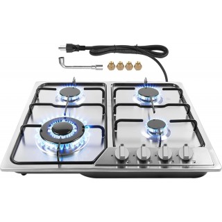 24in Gas Stove Cooktop, Drop-in 24inch Gas Stove Top 4 Burners, NG/LPG Convertible Neutral Gas Propane Cooktop Gas Hob with Thermocouple Protection