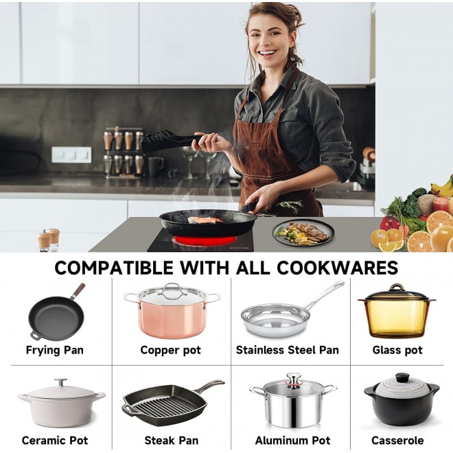 12 inch Electric Stove 2 Burners Hot Plates for Cooking, Countertop Hotplate Double Elements Cooktop, 120V Ceramic Hotplate Plug in Infrared Cooker, Countertop and Built-in Compatible