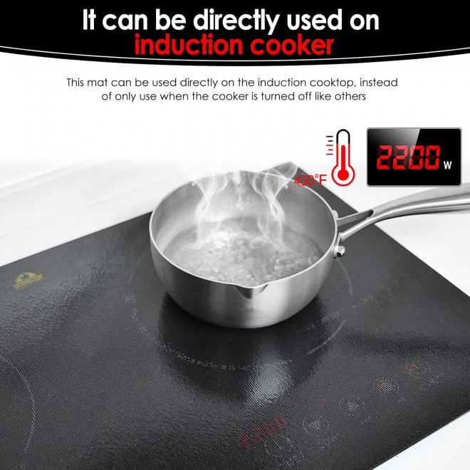 KitchenRaku Large Induction Cooktop Protector Mat 20.8x24inch, Translucent (Magnetic) Electric Stove Burner Covers Antistrike and Antiscratch as Glass Top Stove Cover