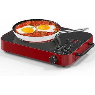 Portable Electric Cooktop, Electric Stove Single Burner Ceramic Cooktop 110v with Plug, Hot Plate Electric Countertop, Child Safety Lock, Timer,1800W Infrared Burner,Touch and Knob Control