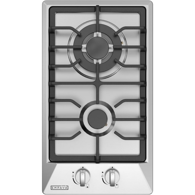 Empava 12 Gas Stove Cooktop with 2 Italy Sabaf Sealed Burners NG/LPG Convertible in Stainless Steel, 12 inches