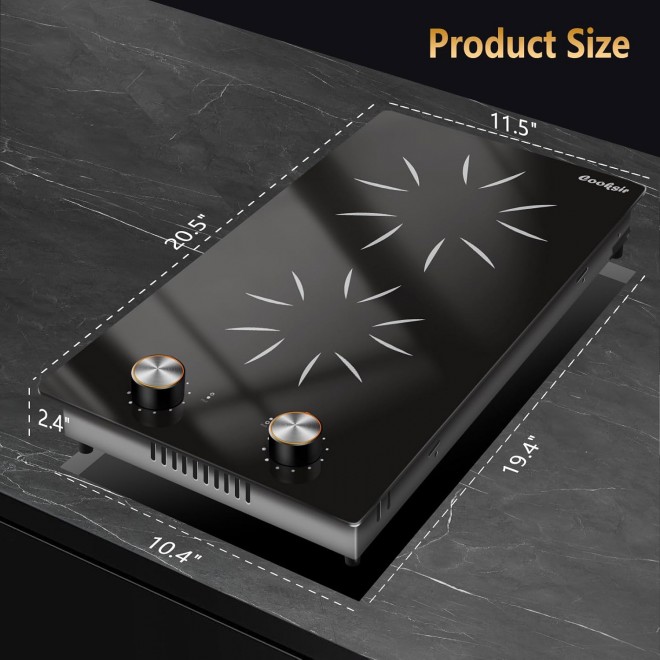 2 Burner Electric Cooktop, 12 Inch Electric Stove Top Built-in & Countertop, 110V Two Burner Electric Cook Top with Knob Control, 9 Power Level, Over Heat Protection, 2000W, 110-120V Plug in