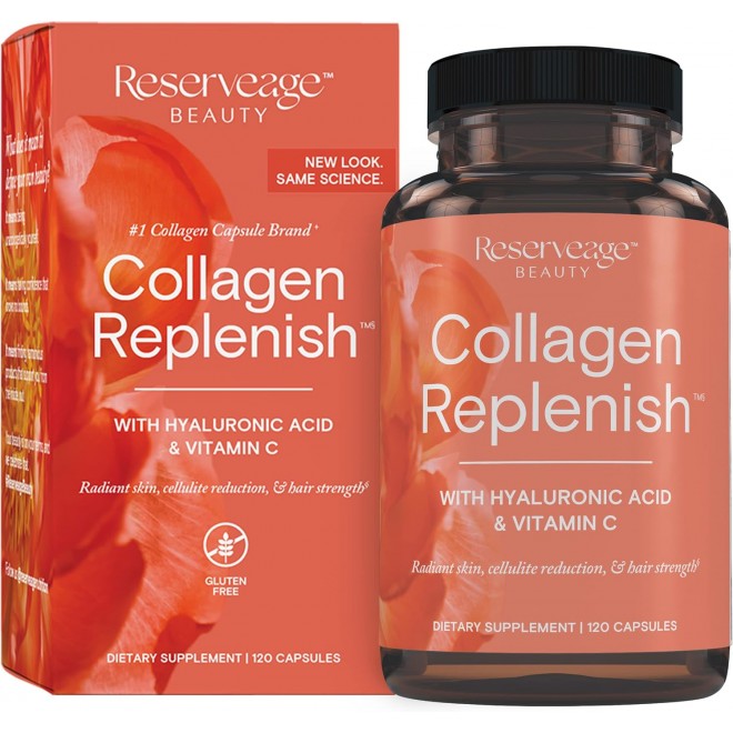 Reserveage Beauty, Collagen Replenish, Collagen Booster, Collagen Supplement for Skin Care and Hair Growth, Supports Natural Elastin Production, 120 (30 Servings)