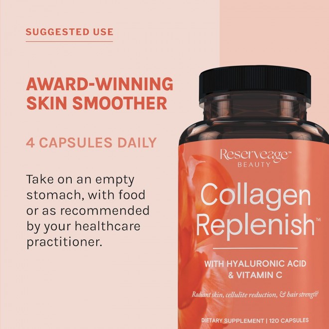 Reserveage Beauty, Collagen Replenish, Collagen Booster, Collagen Supplement for Skin Care and Hair Growth, Supports Natural Elastin Production, 120 (30 Servings)