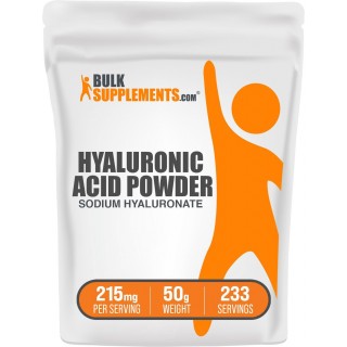 BulkSupplements.com Hyaluronic Acid Powder - Hyaluronic Acid Supplements, Hyaluronic Acid 215mg - Hyaluronic Acid Food Grade, Gluten Free - 215mg per Serving, 50g (1.8 oz) (Pack of 1)