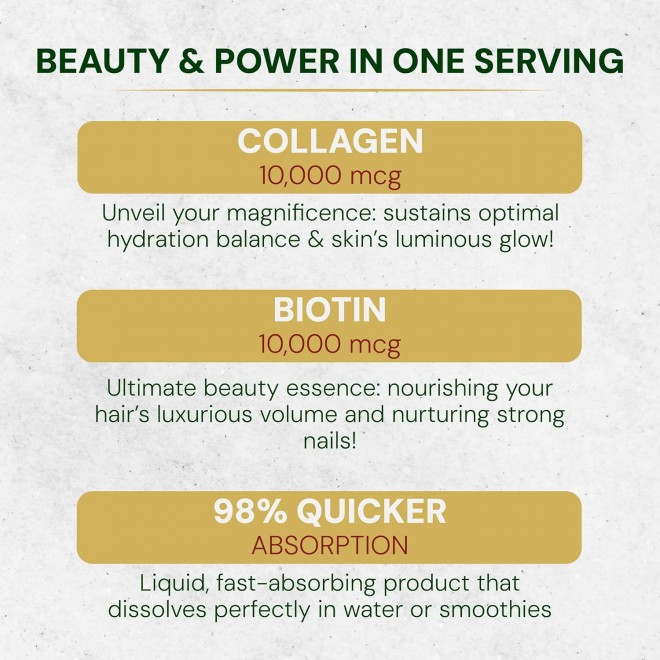 Biotin & Collagen Drops for Hair, Skin & Nails Health - Beauty & Skin Liquid Supplement for Women & Men - Hair Skin Nails Vitamins - Supports Glowing Skin, Healthy Hair & Nail Growth