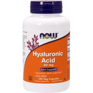 NOW Foods Supplements, Hyaluronic Acid 50 mg with MSM, Joint Support*, 120 Veg Capsules