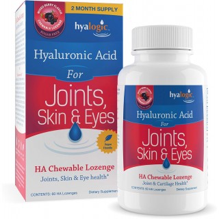 Hyalogic Hyaluronic Acid Chewables 60 count - Great Tasting Berry Flavored (120mg per 2 tablets) - Defy Aging Naturally - Sugar Free HA Supplement for Joint Support, Skincare & Eye Health