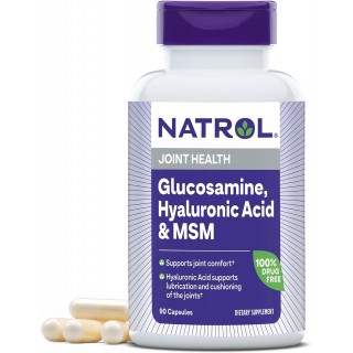 Natrol Vegetarian Hyaluronic Acid MSM and Glucosamine, 90 Capsules (Pack of 2)