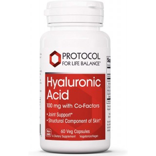 Protocol Hyaluronic Acid - 100mg Hyaluronic Acid - Skin & Joint Support* - Eye Support Supplement* - Joint Support Supplement* - Non-GMO & Kosher - 60 Veg Caps