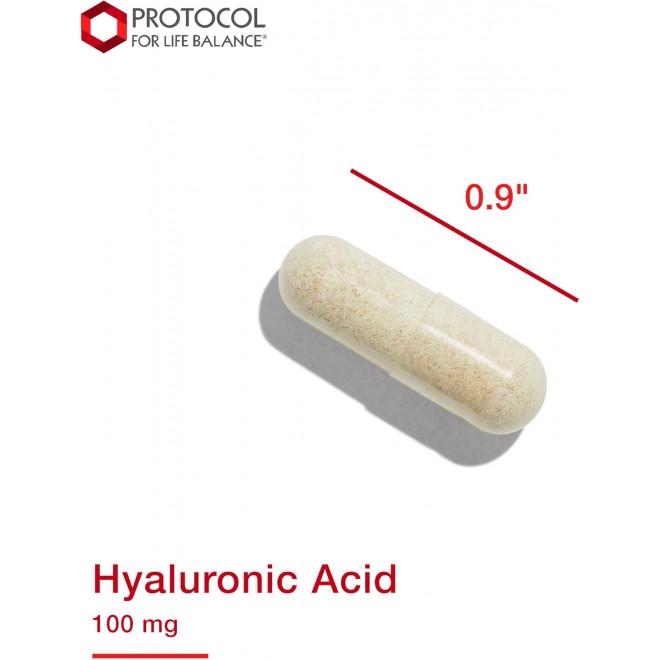 Protocol Hyaluronic Acid - 100mg Hyaluronic Acid - Skin & Joint Support* - Eye Support Supplement* - Joint Support Supplement* - Non-GMO & Kosher - 60 Veg Caps