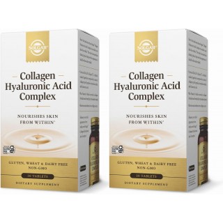 SOLGAR Collagen Hyaluronic Acid Complex - 30 Tablets, Pack of 2 - Non-GMO, Gluten Free, Dairy Free - 60 Total Servings