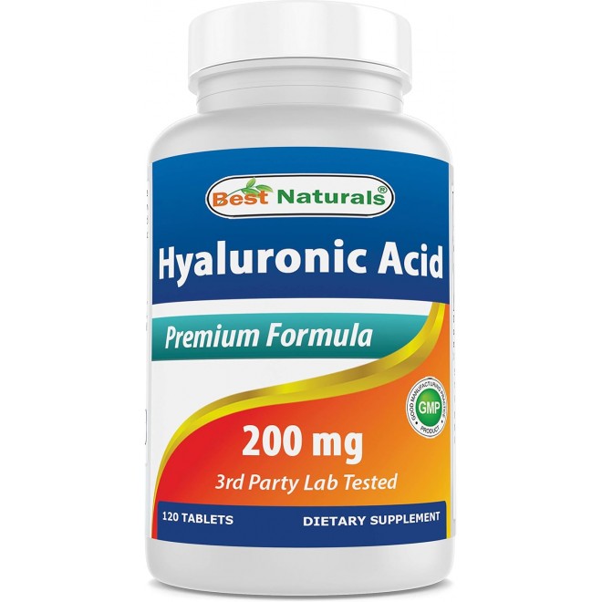 Best Naturals Hyaluronic Acid 200 mg 120 Tablets (Non-GMO, Gluten Free) - Promotes Youthful Healthy Skin & Healthy Joint Function (120 Count (Pack of 1))