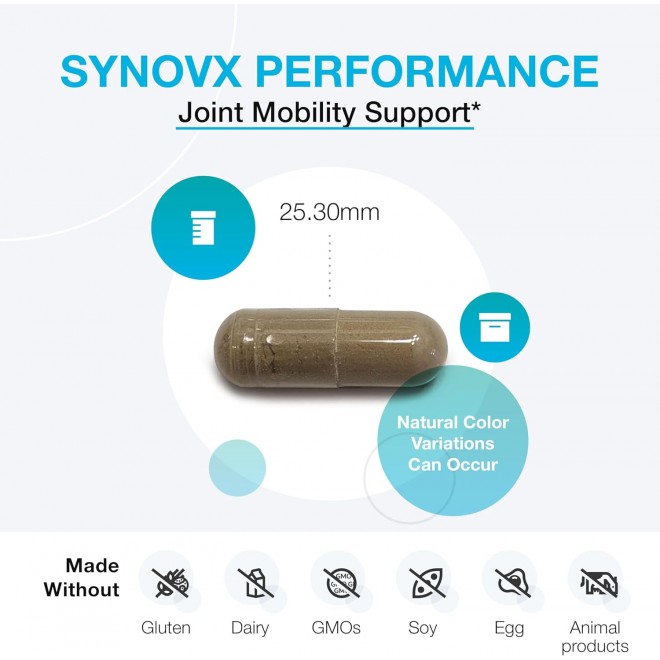 XYMOGEN SynovX Performance - Stay Active with Joint Mobility & Cytokine Balance Support - Joint Supplements for Women, Men and Athletes with High Molecular Weight Hyaluronic Acid (60 Capsules)