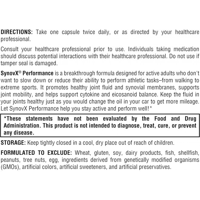 XYMOGEN SynovX Performance - Stay Active with Joint Mobility & Cytokine Balance Support - Joint Supplements for Women, Men and Athletes with High Molecular Weight Hyaluronic Acid (60 Capsules)