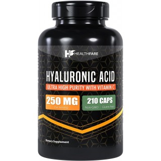 Hyaluronic Acid Capsules | 250 MG | 210 Count | Includes 25 MG Vitamin C Per Serving | Supports Skin Hydration & Joint Lubrication | Non-GMO | Gluten Free