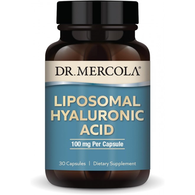 Dr. Mercola Liposomal Hyaluronic Acid, 30 Servings (30 Capsules), 100 mg Per Capsule, Dietary Supplement, Promotes Skin Appearance, Non-GMO