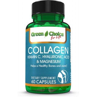 Green Choice Collagen, Vitamin C, Hyaluronic Acid & Magnesium (60), Healthy Hair, Skin and Nails, Colageno Hidrolizado, Anti Arrugas,