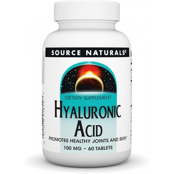 Source Naturals Hyaluronic Acid, Promotes Healthy Joints and Skin*, 100mg - 60 Tablets