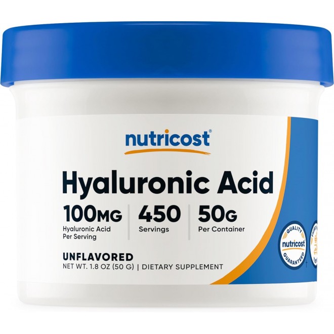 Nutricost Hyaluronic Acid Powder 50 Grams - Water Soluble, Fine Powder, Gluten Free, Non-GMO