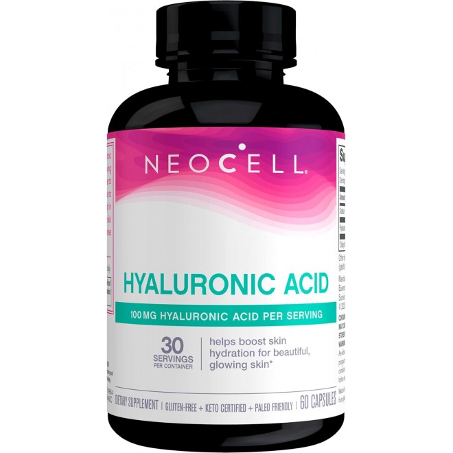 NeoCell Hyaluronic Acid Capsules, Essential Lubricant, Supports Tissue Hydration, Gluten Free, 60 Count, 1 Bottle