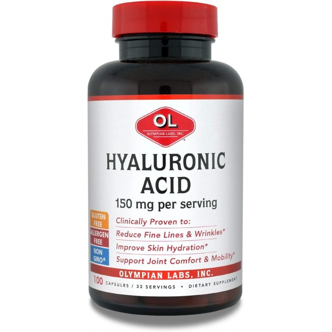 Olympian Labs Hyaluronic Acid 150mg | 99 Capsules | Support Healthy Connective Tissue and Joints - Promote Youthful Healthy Skin