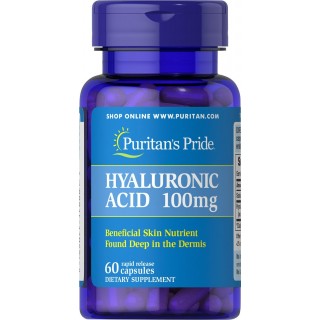 Puritans Pride Hyaluronic Acid 100 mg Capsules, 60 Count