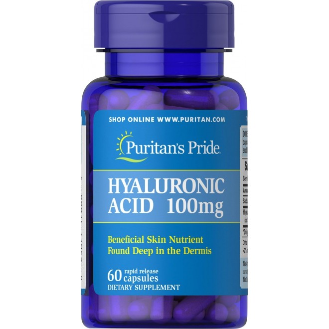 Puritans Pride Hyaluronic Acid 100 mg Capsules, 60 Count