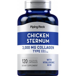 Piping Rock Chicken Sternum Type II Collagen Supplement | 3000mg | 120 Capsules | with Hyaluronic Acid | Non-GMO, Gluten Free