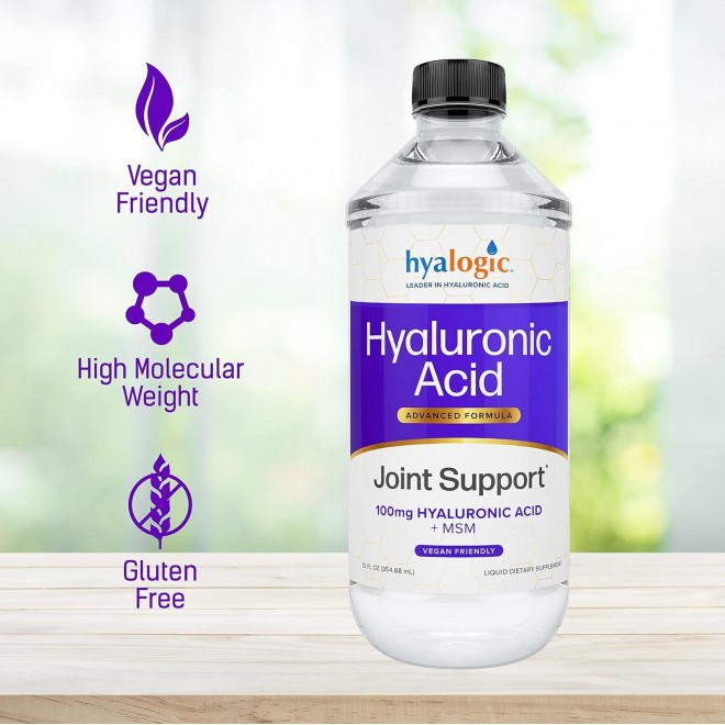 Hyalogic Hyaluronic Acid Joint Support Supplement (12 oz) Advanced Formula Joint Supplement – MSM & 100 mg Hyaluronic Acid Supplements – Joint Supplements for Women & Men for Overall Joint Health