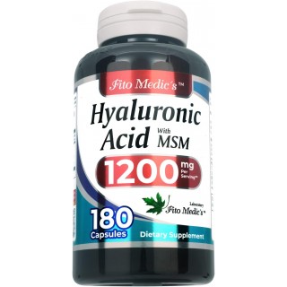 FITO MEDIC'S Lab - Hyaluronic Acid Capsules - with MSM- 1200 mg per Serving, 180 Capsules, Supports Skin Hydration, Joints Lubrication and Antioxidant, Ultra high Absorption.