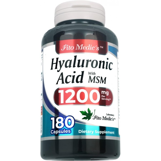 FITO MEDIC'S Lab - Hyaluronic Acid Capsules - with MSM- 1200 mg per Serving, 180 Capsules, Supports Skin Hydration, Joints Lubrication and Antioxidant, Ultra high Absorption.